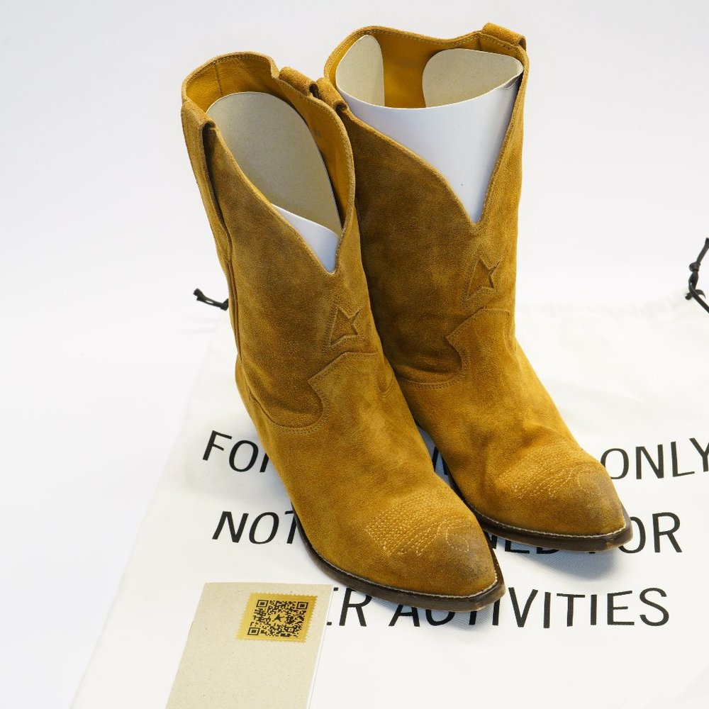 Golden Goose Wish Star Embroidered Suede Boots - Brown, New W COA, Bag
